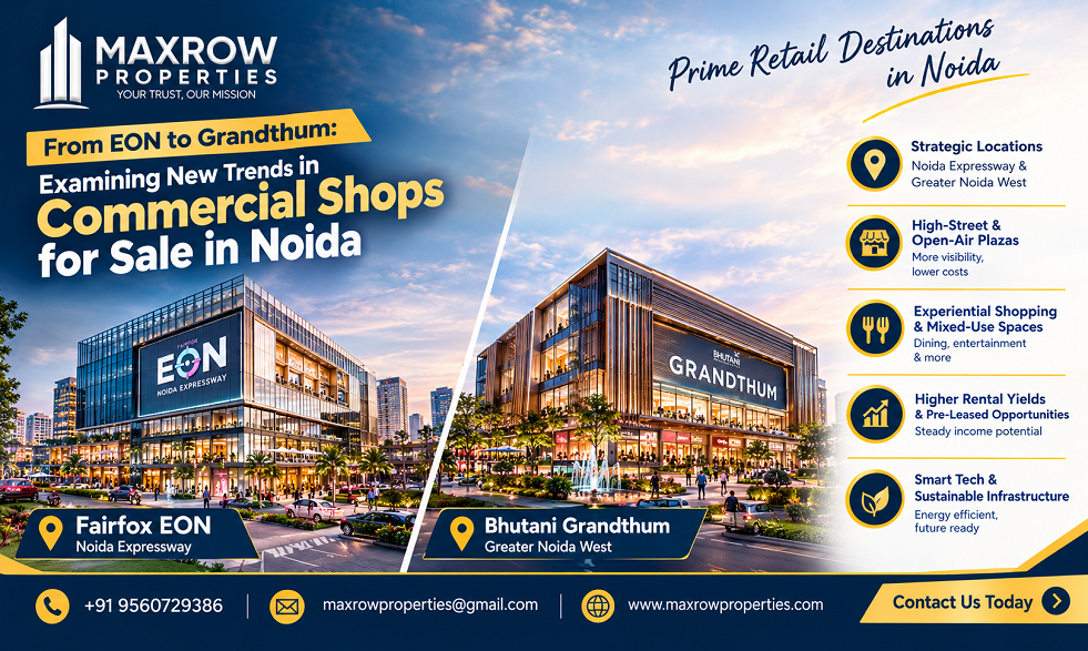 From EON to Grandthum: Examining New Trends in Commercial Shops for Sale in Noida
